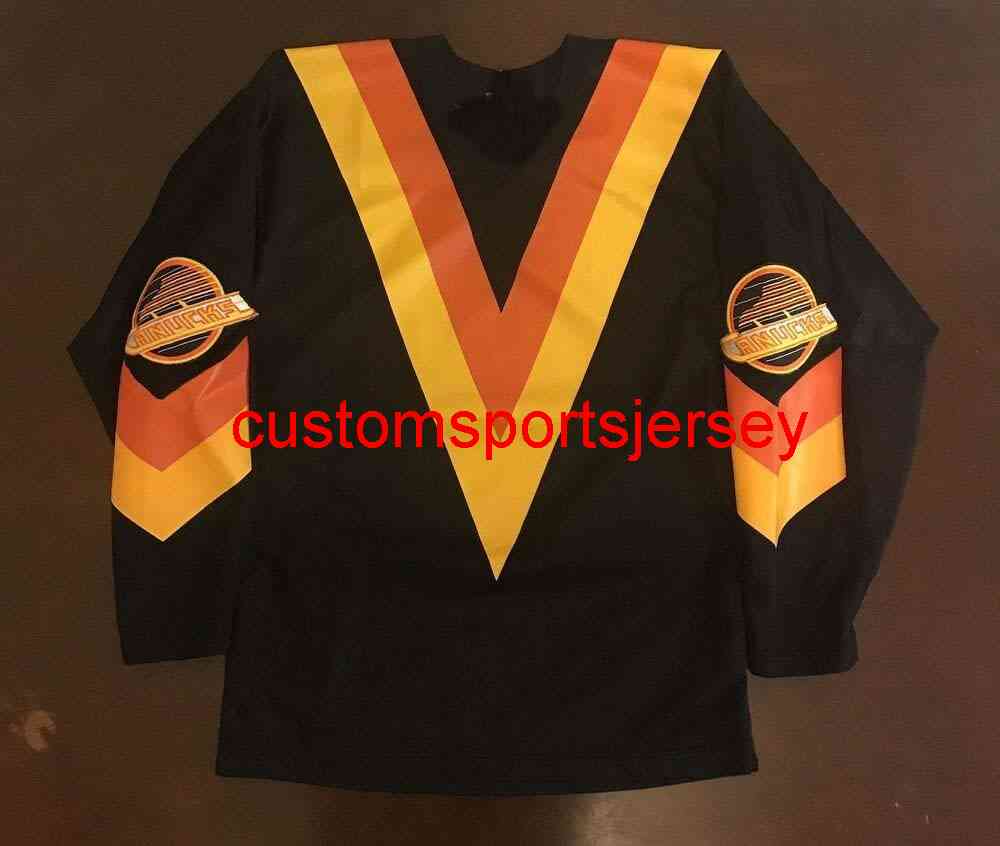 

Cheap Custom Rare Vintage 1980's Vancouver Canucks Hockey Jersey Men's Stitched Hockey Jersey Any Name Number, Black