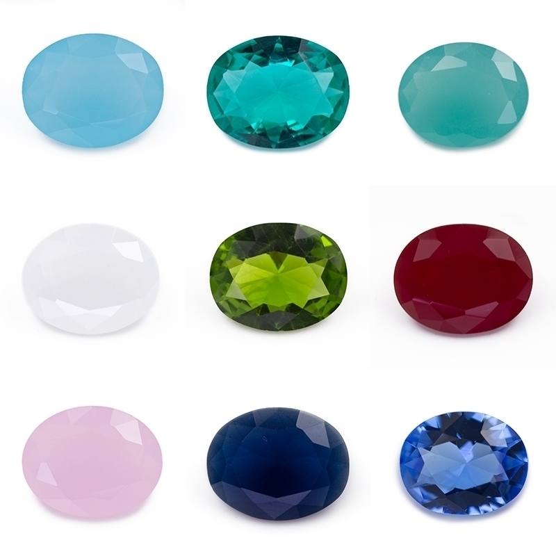 

2x3-13x18mm Oval Shape Loose Glass Stone Sea Blue Color OG25 BW1 White Peridot