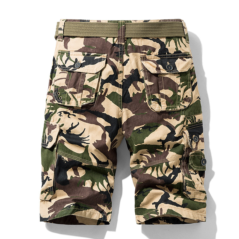 

Men's Pants 2021 Summer New Khaki Cargo Shorts Men Jogger Tactical Military Camouflage Cotton Casual Loose, 98951 blue