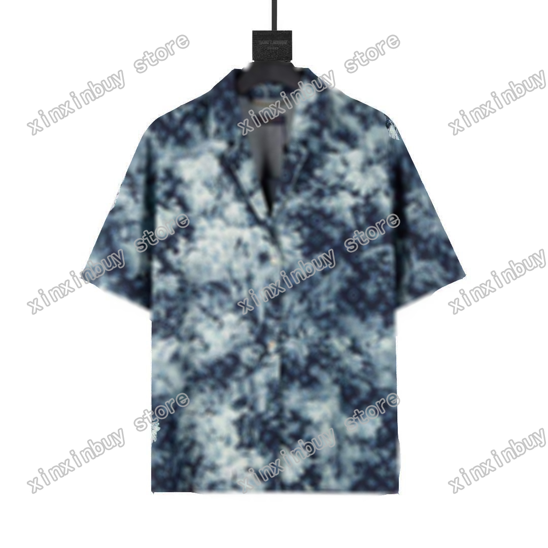 

21ss men printed t shirts polos designer Denim shirt letters paris clothes short sleeve mens white black, Multi