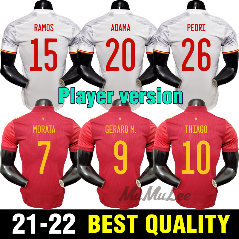 

20 21 Player Version Spain soccer jerseys THIAGO RODRIGO lorente Asensio Oyarzabal Moreno RAMOS MORATA 2021 Espana KOKE camisetas Football Shirts Men, Black;yellow