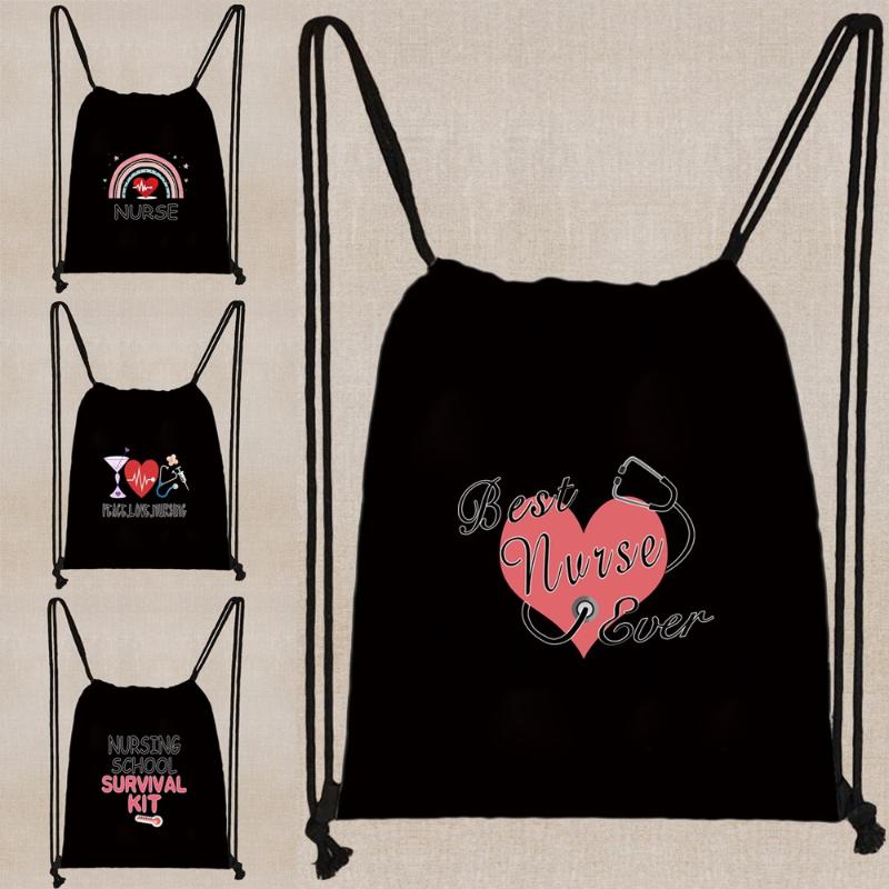 

Backpack Drawstring Bag Men And Women Beach Fitness Cycling Sports Travel Tourism Large Capacity Folding Sundries Bags, Black