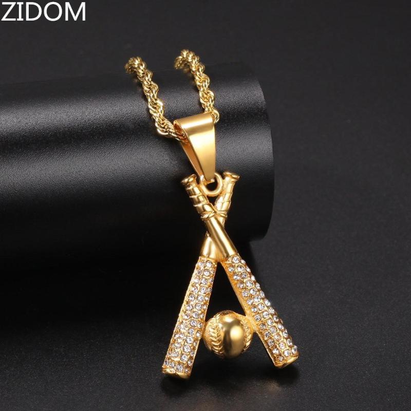 

Pendant Necklaces Men Hip Hop Baseball Bat Stainless Steel Never Fade Hiphop Iced Out Necklace Fashion Jewelry Drop, Silver