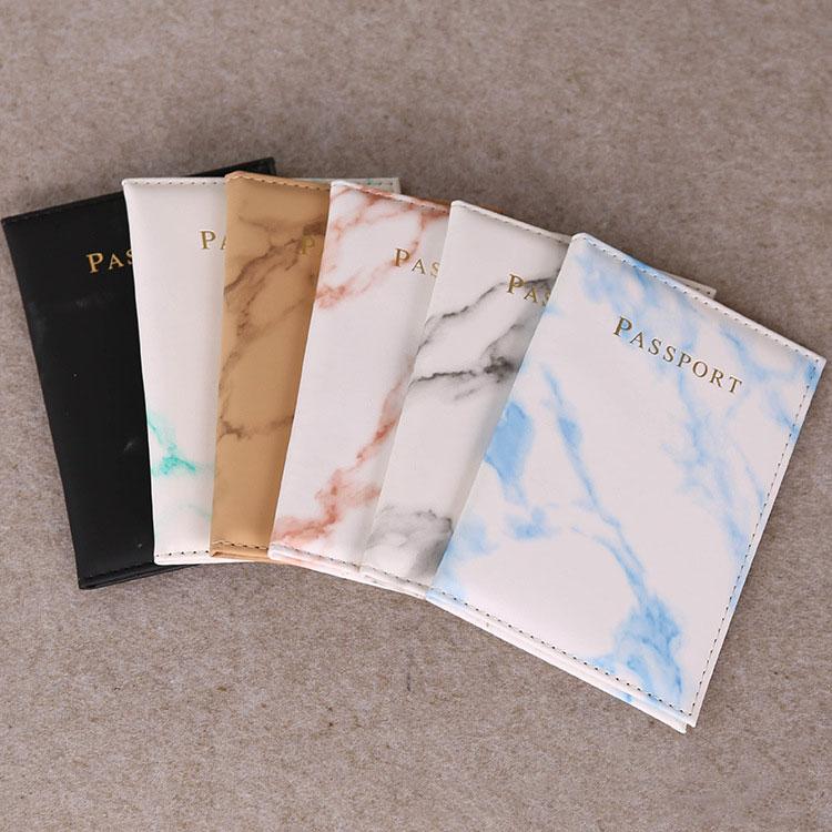 

Card Holders Fashion Women Men Passport Cover Ticket Holder Pu Leather Marble Pattern Travel ID