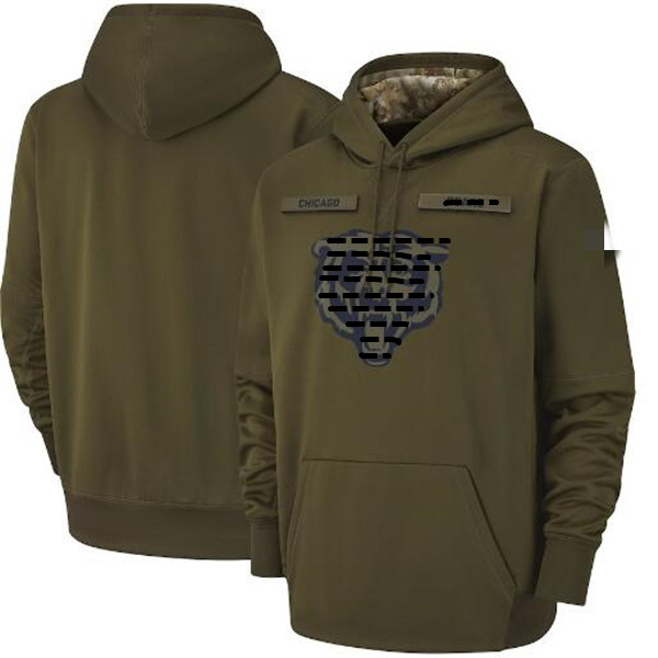 

Men Women Youth Chicago Hot Style Bears Hoodies Sweatshirt 2018-22 Olive Salute to Service Sideline Therma Performance Pullover Hoodie, Blue;black