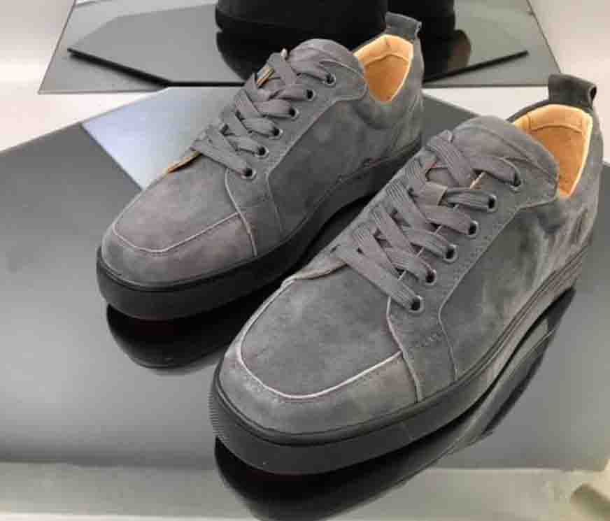 

Quality Low-top Red Bottoms Trainers Men Junior Flat Shoes Women Lace-up Sneaker Leather Casual Party Wedding With Box -47, #1