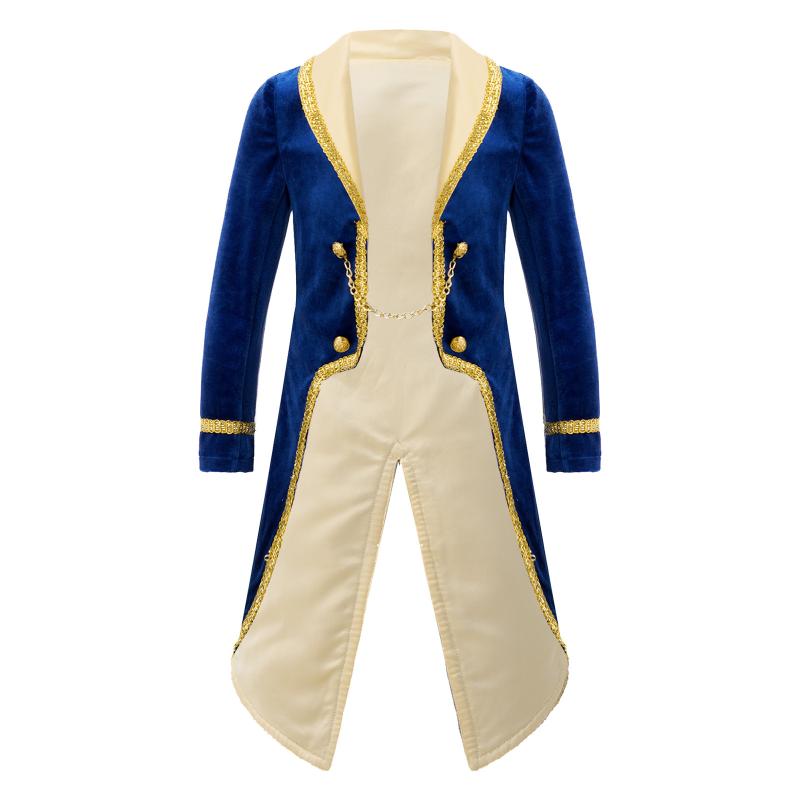 

Jackets Kids Boy Prince Cosplay Costume Turn-Down Collar Tuxedo Coat Jacket Tailcoat Children Halloween Carnival Birthday Party Dress Up, Royal blue