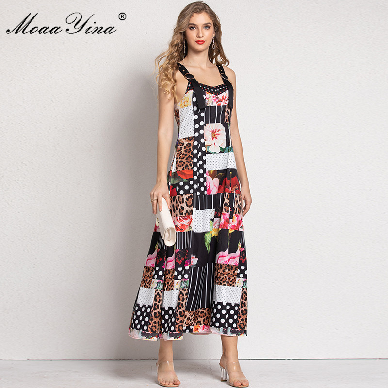 

Fashion Dress Summer Women' dress spaghetti strap Beaded Floral Print Bohemia Vacation Maxi Dresses 210524, Multi