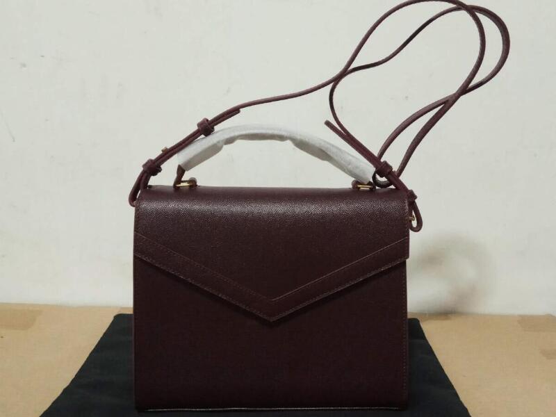

Realfine888 5A Totes 578000 24.5cm Cassandra Top Handle Medium Bags Grain de Poudre Embossed Leather Shoulder Handbag Burgundy Color Women with Dust Bag, 578000 24.5cm 5a_01