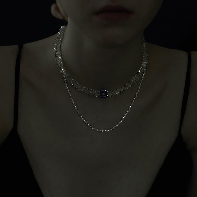 

Chains Special-Interest Design Super Fairy Shiny Crystal 925 Sterling Silver Necklace Clavicle Chain Female