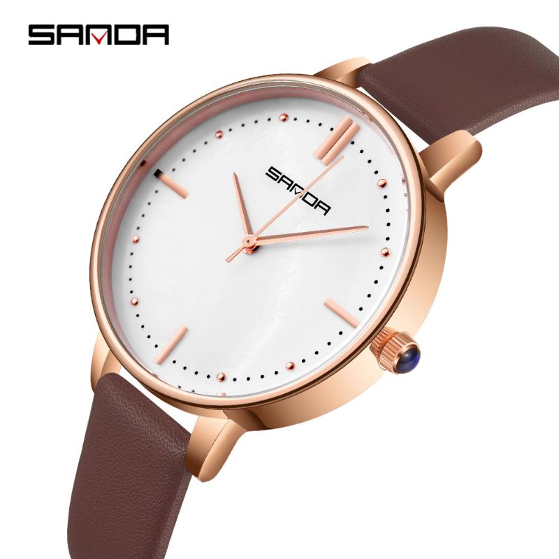 

Watches For Women Ladies Watch Quartz Wristwatches Top Big Dial Leather Belt Clock Gifts Geneva Simplicity, Slivery;brown