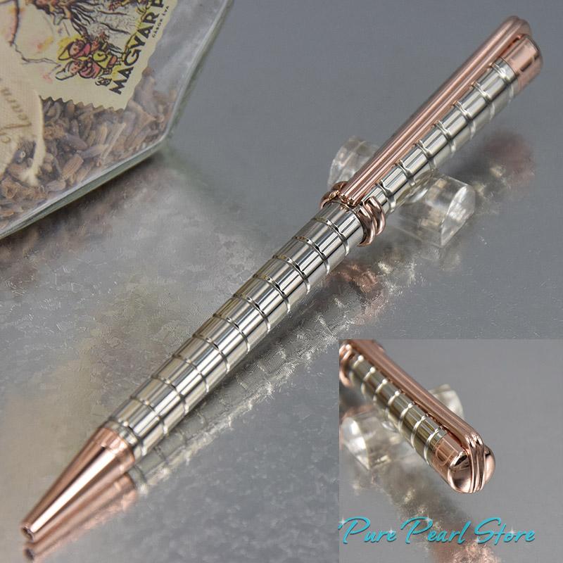 

8 Styles High Quality Classic Ballpoint Pen Luxury School Office stationery+Gift Refills & Plush Pouch, Golden / silver