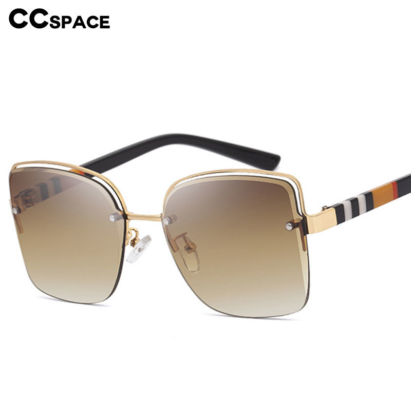 

49131 Frameless Stripe Sunglasses Hollow Men Women Fashion Shades UV400 Vintage Glasses, White;black
