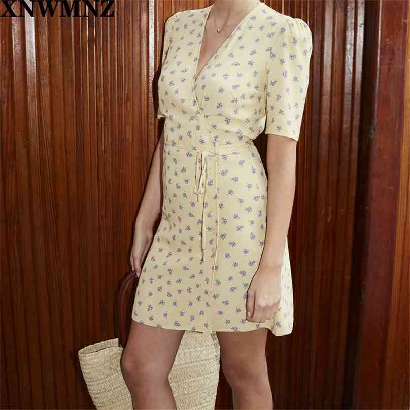 

Vintage Wray women dress France White Dot Print vestido Elegant V Neck Side Buttons dresses robe 210520, Gold