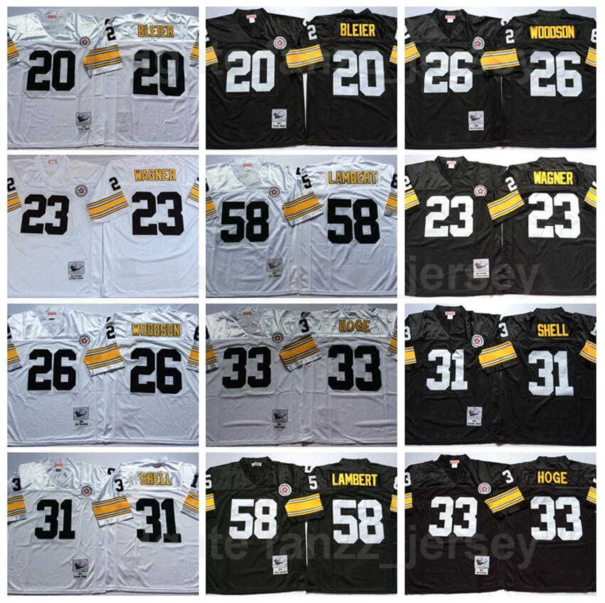 

Retro NCAA Football Vintage 58 Jack Lambert Jersey 31 Donnie Shell 26 Rod Woodson 23 Mike Wagner 33 Merril Hoge 20 Rocky Bleier, 33 white