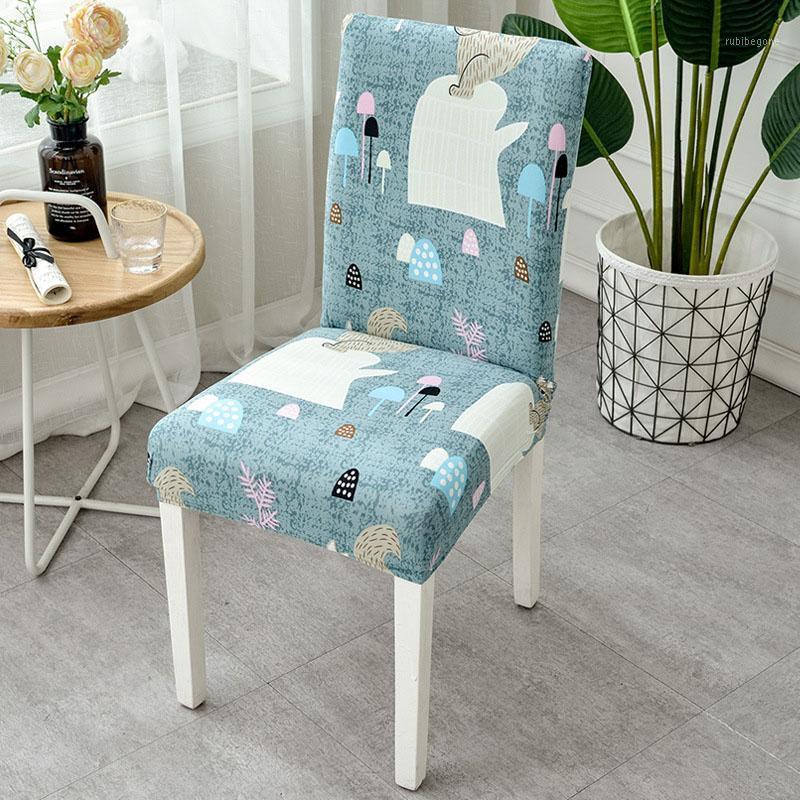 

Printed Elastic Chair Cover With Back Dining Room Seat Covers Anti-dirty Slipcovers Case Kitchen Restaurant Banquet El