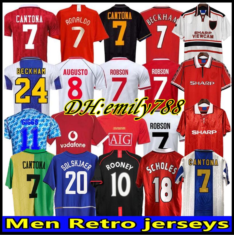 

92 98 Mens Manchester CANTONA GIGGS KEANE RETRO Soccer Jerseys BECKHAM SOLSKJAER SCHOLES FERDINAND ROONEY CHICHARITO Home Away Football Shirt Uniforms, 1999/2000 jersey