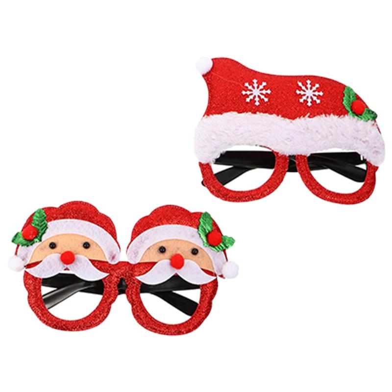 

Christmas Decorations 2PCS Eyeglasses Frame Kid Adult Glasses Xmas Party Decor Po Props