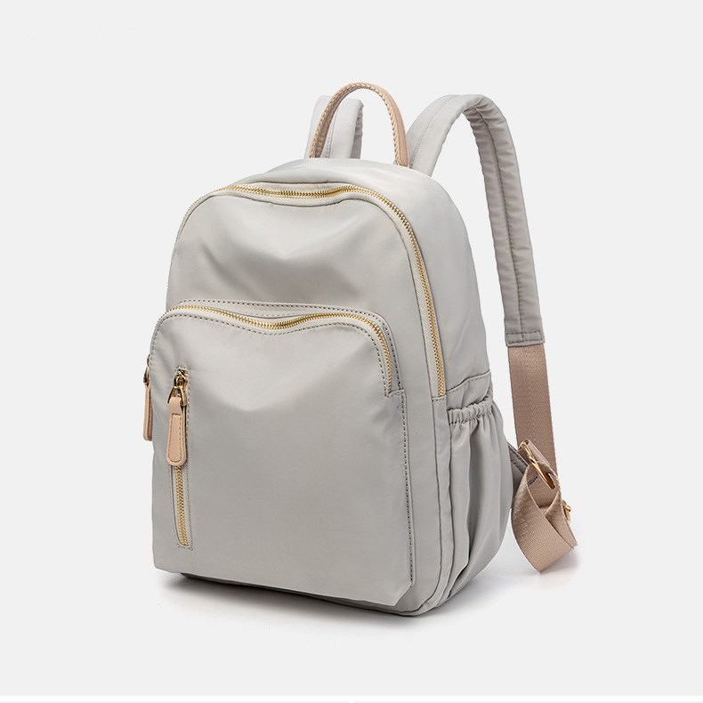 

Womens Oxford Cloth Backpack: Stylish Portable Bag for Short Travel & School in 3 Colors, Light grey