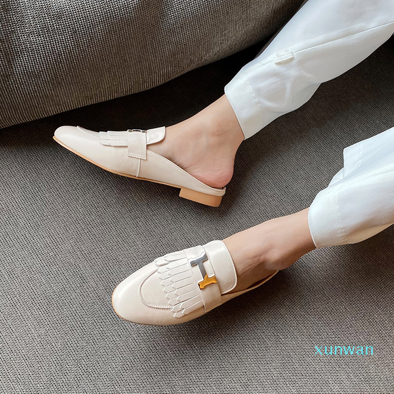 

Classic semi-slip shoes female flat wear lazy, cold dragon, single shoes, super soft, Black