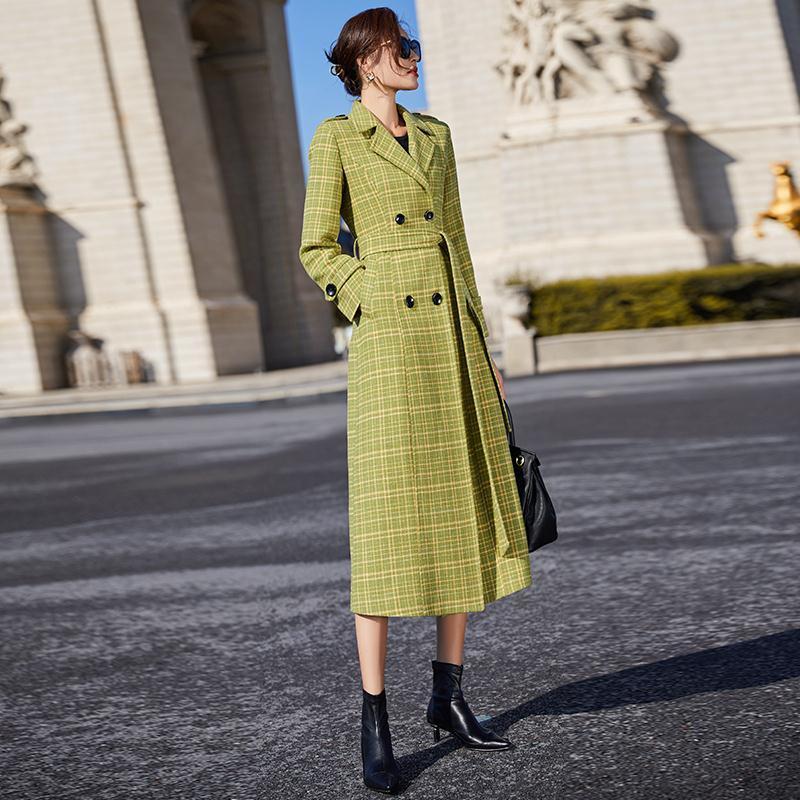 

Women' Wool & Blends Women Autumn Winter Woolen Trench Coat 2021 Fashion Classic Simple Blend Long Female Double Breasted Cashmere, As picture 8379