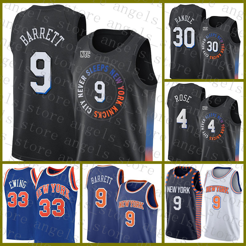 

2021 New Basketball Jersey New York Knicks Mens RJ 9 Barrett Patrick 33 Ewing Mesh Retro 30 Julius Randle 4 Derrick Rose Cheap Laven, Black;red