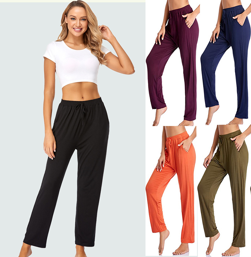 

Modal high waist Womens Sweatpants Loose Comfy Wide Leg Pants Drawstring Lounge Pajama Workout Joggers with Pockets, Blue
