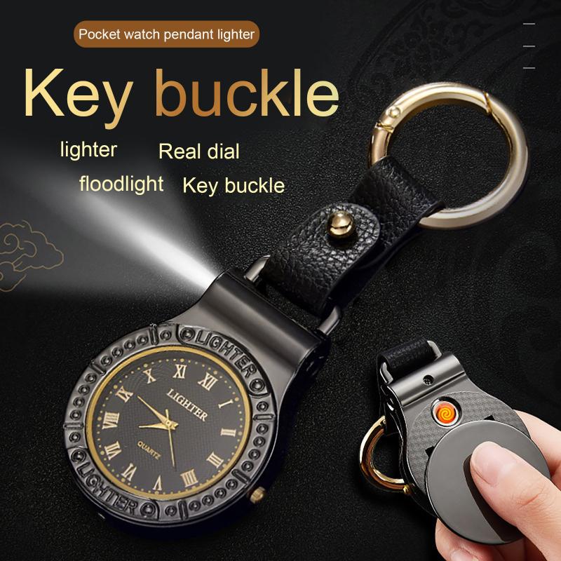 

Wristwatches Multifunctional Watch Keychain Lighter Windproof USB Charging Cigarettes Fashionable Metal #0122
