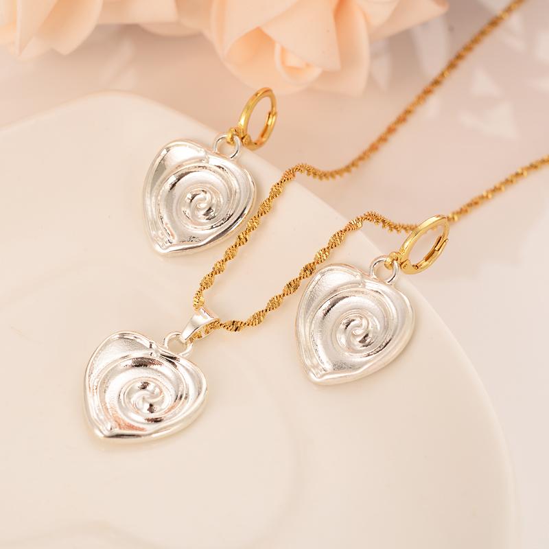 

Wedding Jewelry Sets Necklace Earring Set Women Party Gift Heart Daily Wear Mother DIY Charms Girls Lover Fine, Slivery;golden