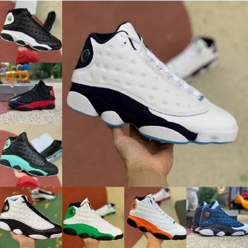 

13s Jumpman Red Flint Blue Reverse Bred Court Purple Basketball Shoes Men 13 Dark Powder Blue Game Lakers Rivals Starfish Aurora Green Playground Sneakers, # 6