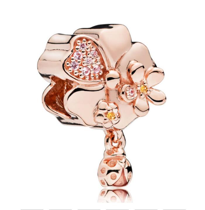 

925 silver beads rose gold charm fits european for pandora style women jewelry bracelets necklace