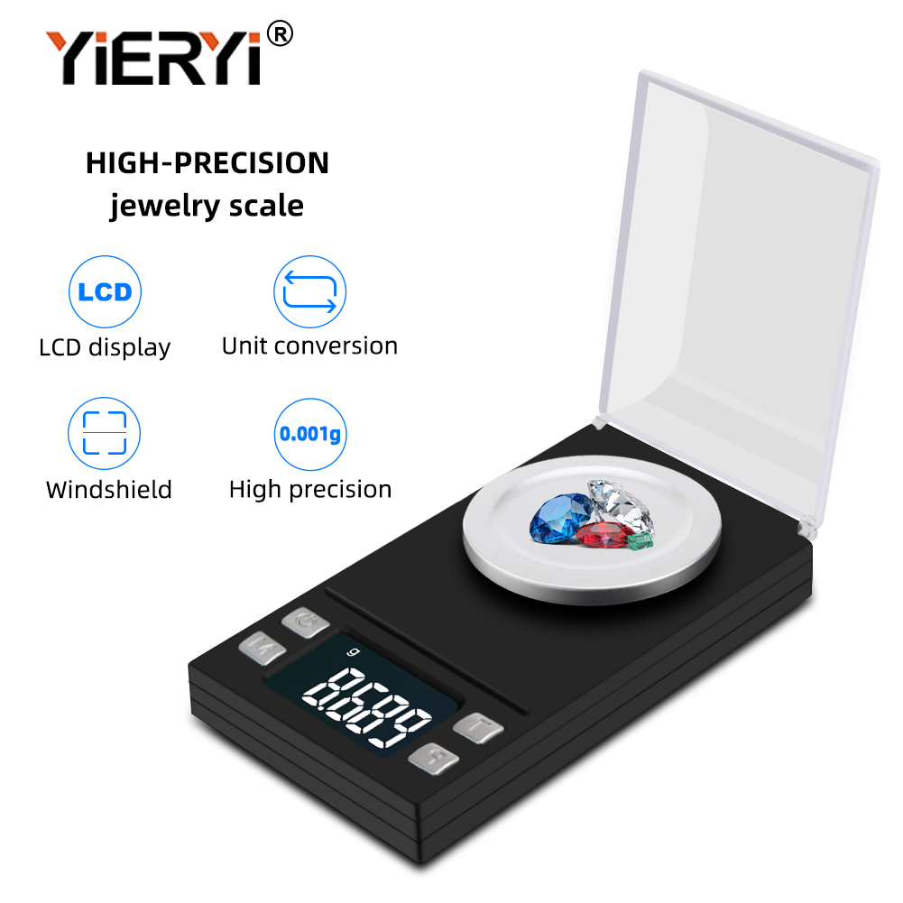 

Yieryi Electronic Scale LCD Digital Scale 0.001g Precision Medicine Jewelry Karat Scale 10g / 20g / 50g / 100g Pocket