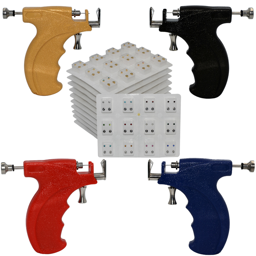 

Professional Piercing Nail Gun Kit Ear Nose Body Navel Piercing Tools No Pain Piercer Birthstone Earring studs Card Jewelry Tool