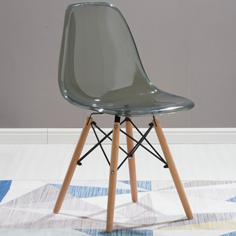Dining Chair Modern Transparent Backrest Stool Dining Room Furniture Nordic Negotiation Leisure Office Chairs Solid Wood leg-image-706076074
