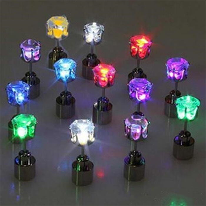 

LED Gadget Earing Women Men Fashion Jewelry Light Up Crown Crystal Drops Earrings Retail Package
