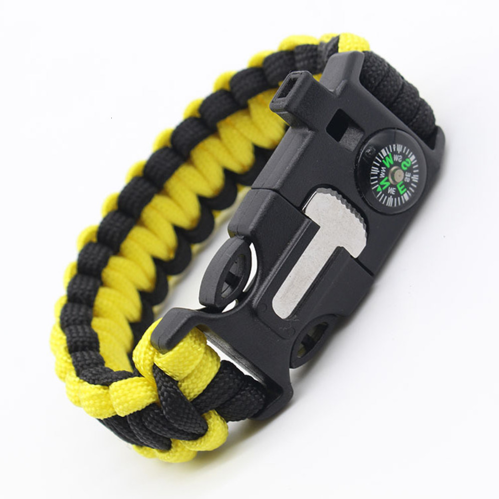 

Hand catenary Outdoor knitting BRACELET MULTI FUNCTION guide survival SOS self help Bracelet adventure wilderness umbrella rope bracelet, Golden;silver