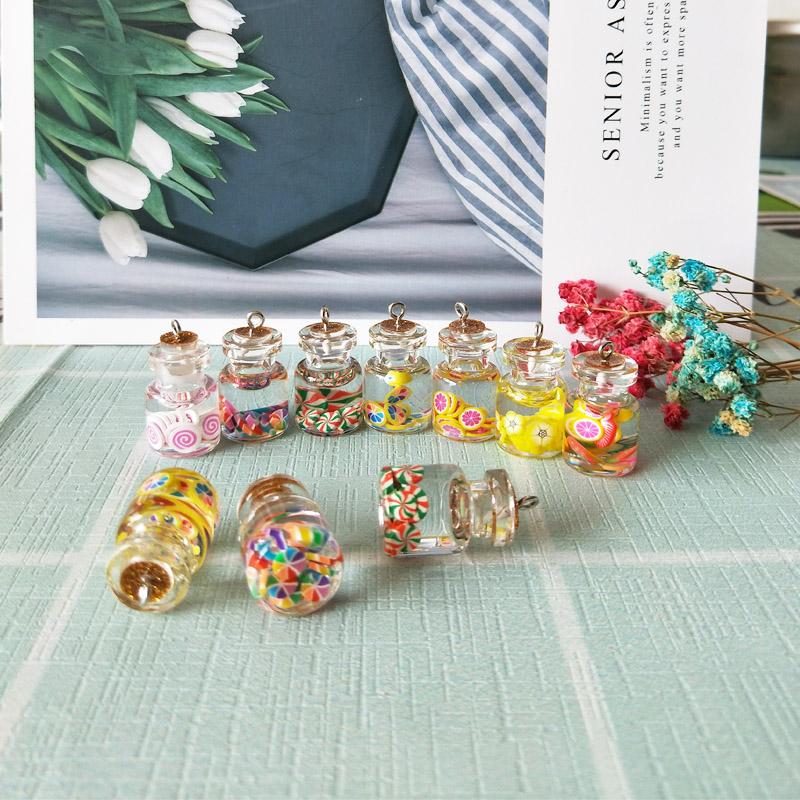 

Charms 10pcs Resin Candy Bottle Transparent Fruit Juice DIY Pendants Craft Earrings Bracelet Dangle Jewelry Accessories, Bronze;silver