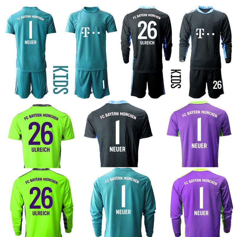 

2021 1 Kahn Goalkeeper GK Goalie Long Sleeve Adults Soccer Jersey Set Neuer 26 Ulreich Football Shirt Kits, Colour 1