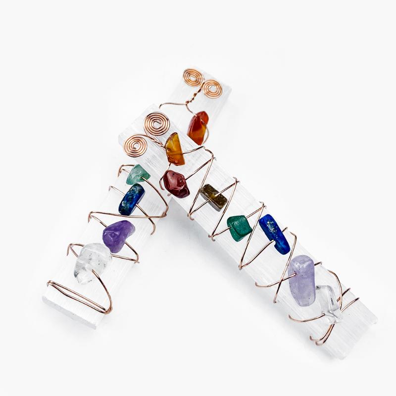 

Charms Natural Selenite Stone Chakra Ornament Pendulum Gravel Plaster Copper Wire Healing Meditation Crystal Quartz Energy Gem Balance, Bronze;silver