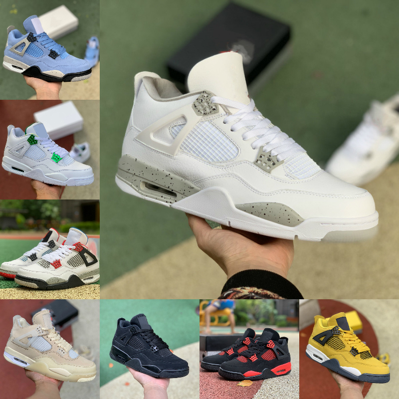 

Jumpman University Blue 4 4s Basketball Shoes Mens Cream Sail Red Thunder White Oreo Bred Lightnings What The Black Cement Cat Court Purple