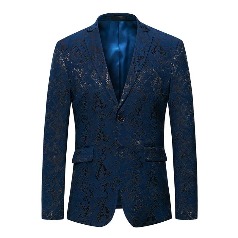 

Men's Suits & Blazers Fashion Boutique Printing Wedding Blazer Male High-end Brand Business Casual Single Buckle Suit Jacket Coats, Black