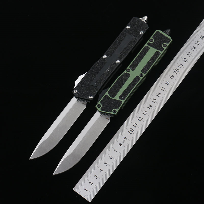 

High-quality two-color Automatic Tactical Knife Stone wash D2 steel blade 6061-T6 aviation aluminum alloy handle Outdoor camping survival tool EDC Pocket Knives