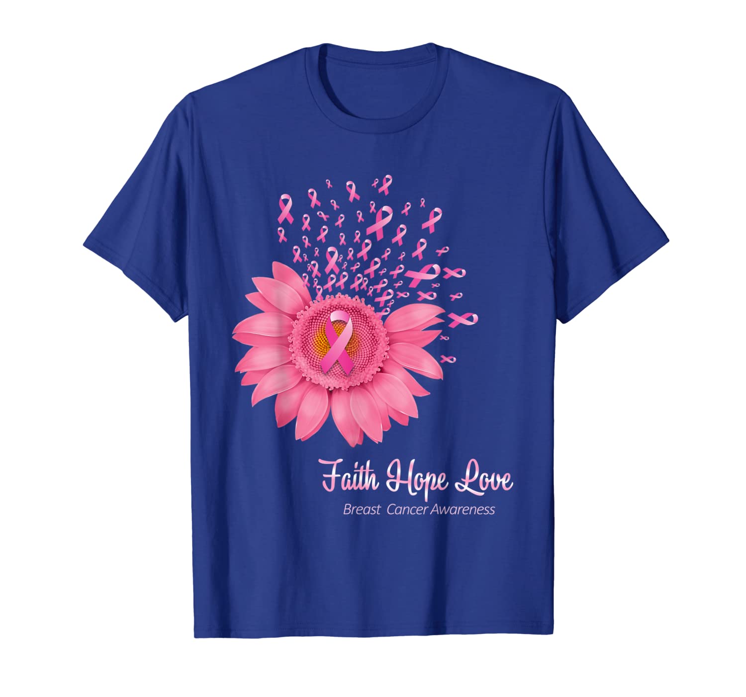 

breast cancer awareness sunflower - faith hope love t-shirt, White;black
