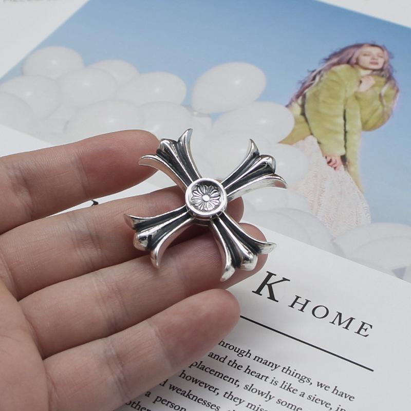 

s925 sterling silver cross flower fingertip spinning top turn finger leisure toy mute decompression artifact