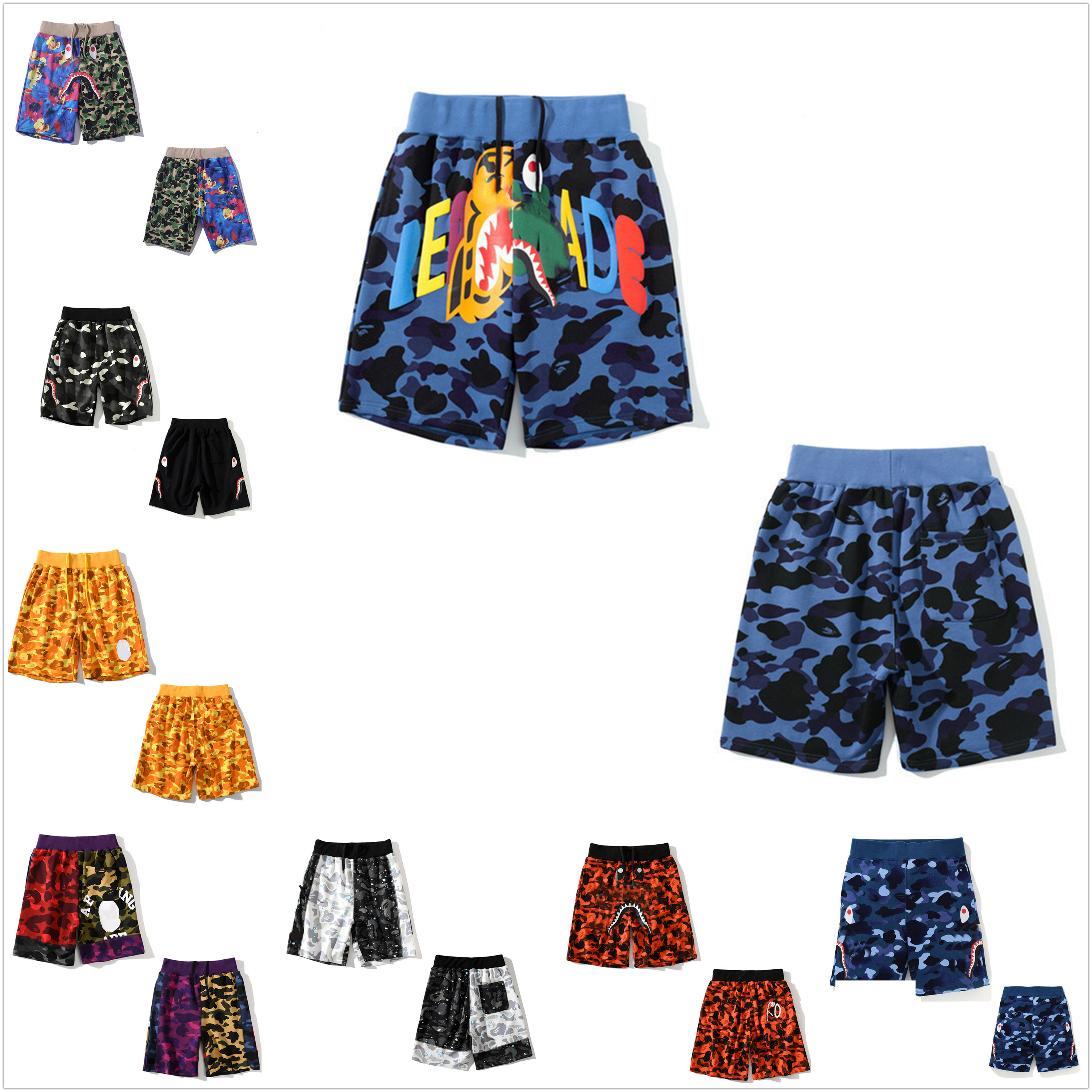 

Men shorts women's Beach pants high quality luminous camouflage star shark head five-point casual M-3XL Bring tote bag 0101, 1 pcs buttons