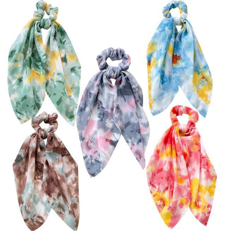

scarves headband chiffon tie-dye head bands hair accessories women trend French Korean style 5colors, Mixed color