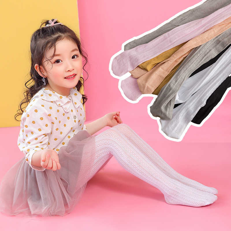 Children&#039;s silk girls&#039; summer ultra thin lace hollow net stockings high elastic middle school children&#039;s underpants white-image-702208898