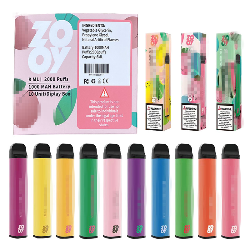 

100% Original E Cigarette ZOOY 2000 Puffs Disposable Vape Pen 8ml real 950mah Battery VS PUFF XXL BAR 1600