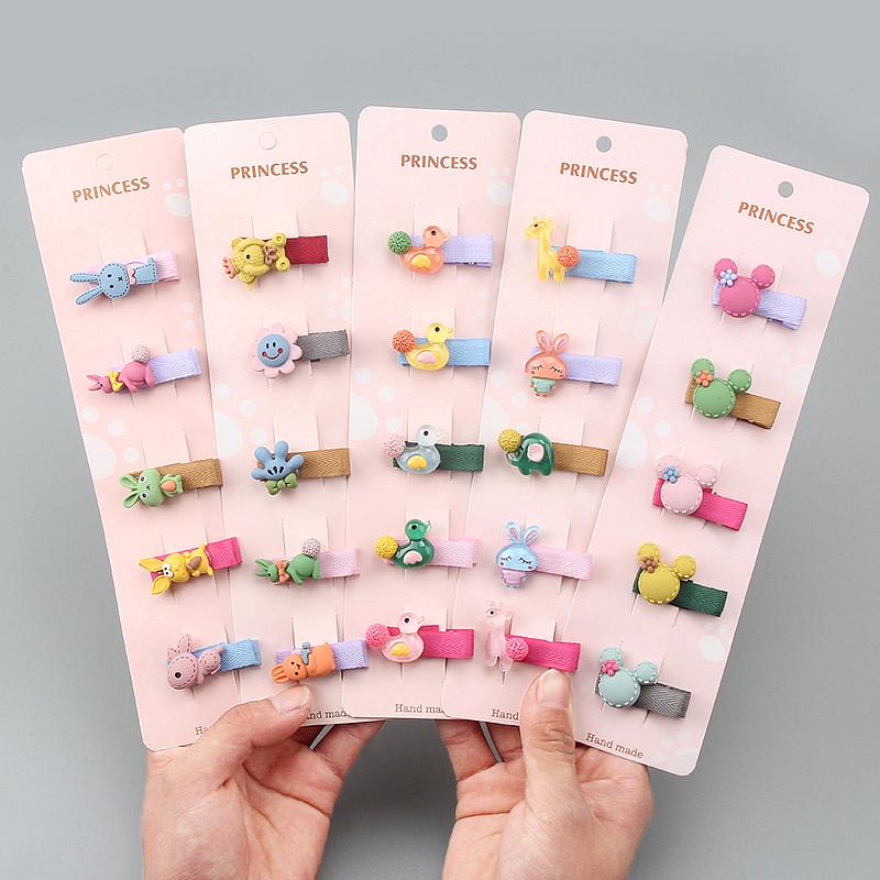 

Hair Accessories 5Pcs/Set Children's Fruit Hairpin Girls Cute Animal Bow Cloth Bag Clip Not Hurt Fashion Headwear, 11