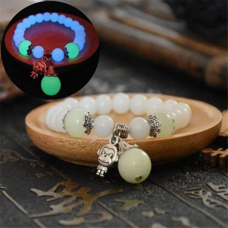 

Beaded, Strands 12 Zodiac Luminous Men Bracelets Gifts Fluorescent Stone Pearl Night Light Beads Jewelry Glowing In The Dark Yoga Bracelet W